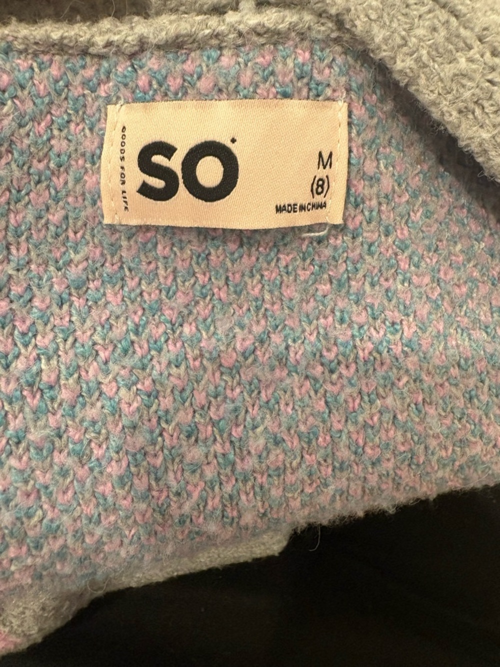 SO Girls Floral Knit Cardigan Size 8 Gray Pink Teal Flowers - Picture 3 of 5